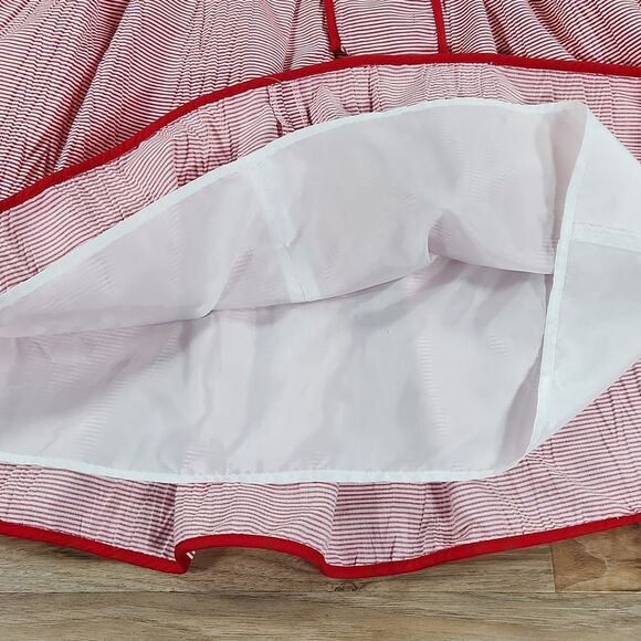 ☔️🔸️Maggy London Red & White Striped Retro Sleeveless Dress Size 6 - Picture 8 of 10